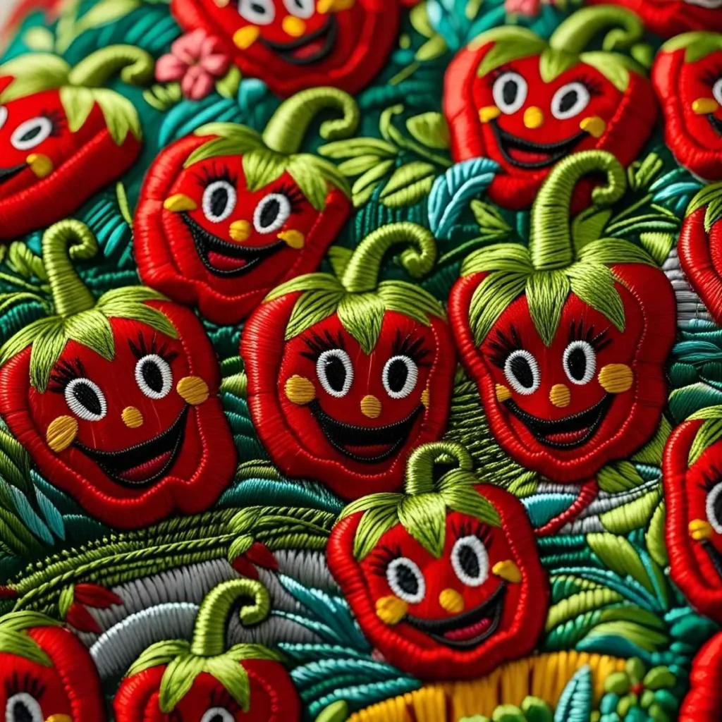 Nosy pepper embroidery