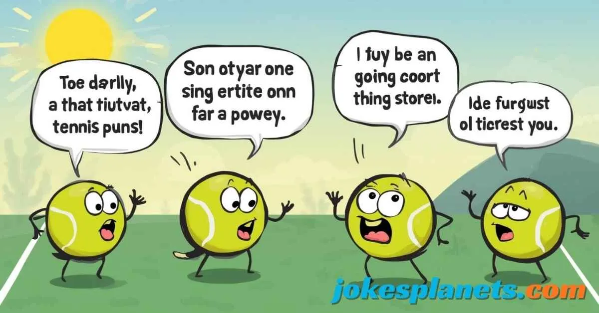 You are currently viewing 100+Tennis Puns That’ll Make You Racket With Laughter<p class="post-updated-date">🕓 <span class="updated-label">Last updated on</span> <time datetime="2026-02-11T05:54:51+00:00">February 11, 2026</time></p><script type="application/ld+json">
        {
          "@context": "https://schema.org",
          "@type": "BlogPosting",
          "mainEntityOfPage": {
            "@type": "WebPage",
            "@id": "https://jokesplanets.com/tennis-puns/"
          },
          "datePublished": "2026-02-11T05:45:26+00:00",
          "dateModified": "2026-02-11T05:54:51+00:00"
        }
        </script>